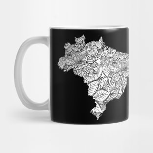 Mandala art map of Brazil with text in white Mug